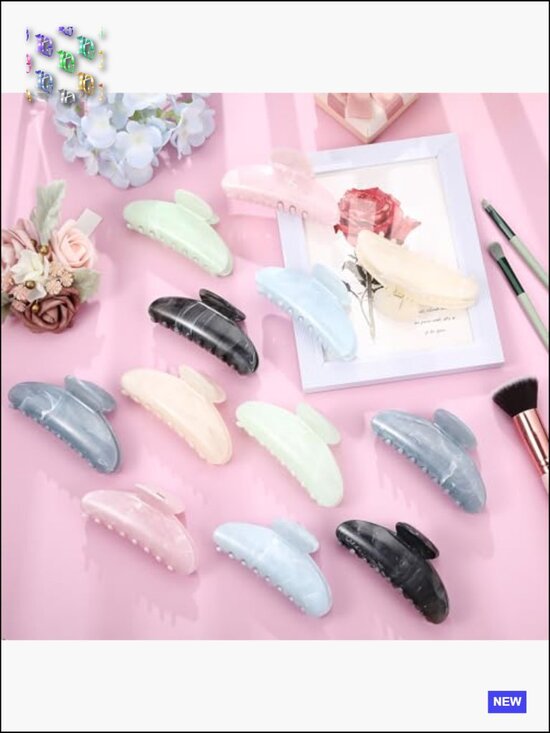 12 Large Acrylic Hair Claw Clips Bulk Non-Slip Hold for Thick or Thin Hair main image 4